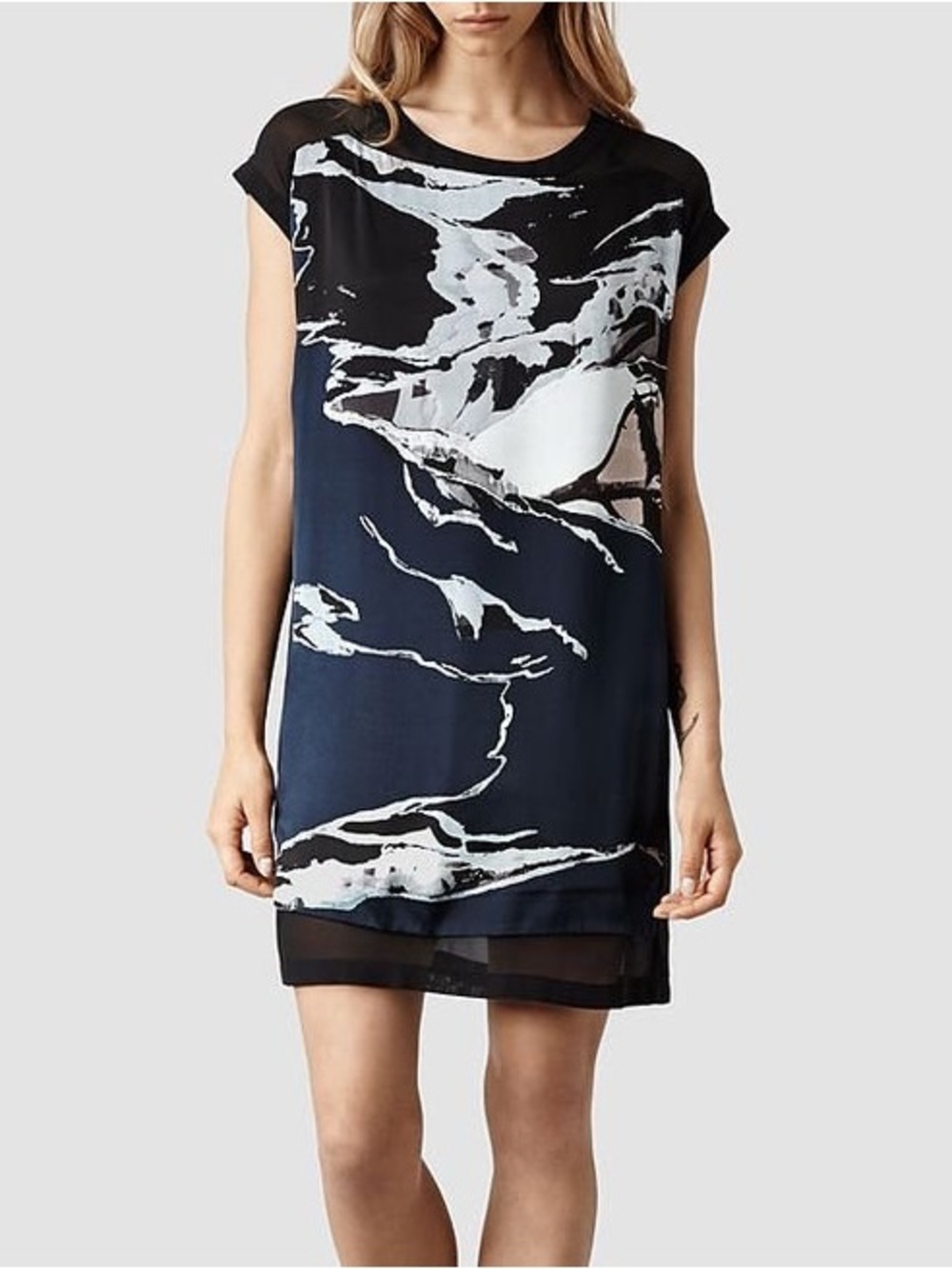 AllSaints Reverso Rip It Up Silk Dress AS SEEN ON Elementary CBS Size 10